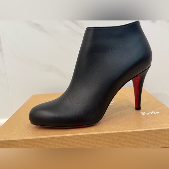 NEW Christian Louboutin Belle Ankle Boots Booties Black Leather 38 8.5 85mm NIB - Picture 1 of 16